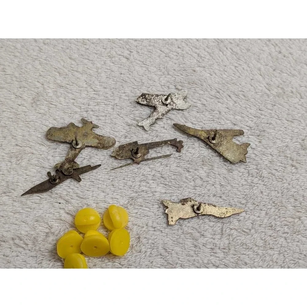 Lot‎ of 6 Vintage Aircraft Pins - Fighter Jet Helicopter Biplane Military